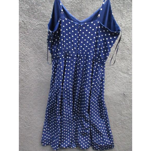 J. Crew Navy Blue Polka Dot Blouson Drop Pleat Silk Midi Dress Size 4 - Picture 10 of 14